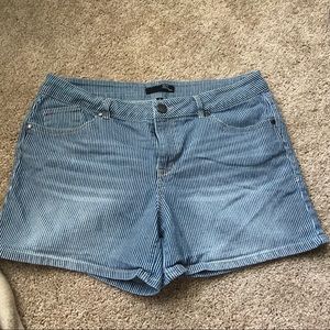 Pinstripe denim shorts